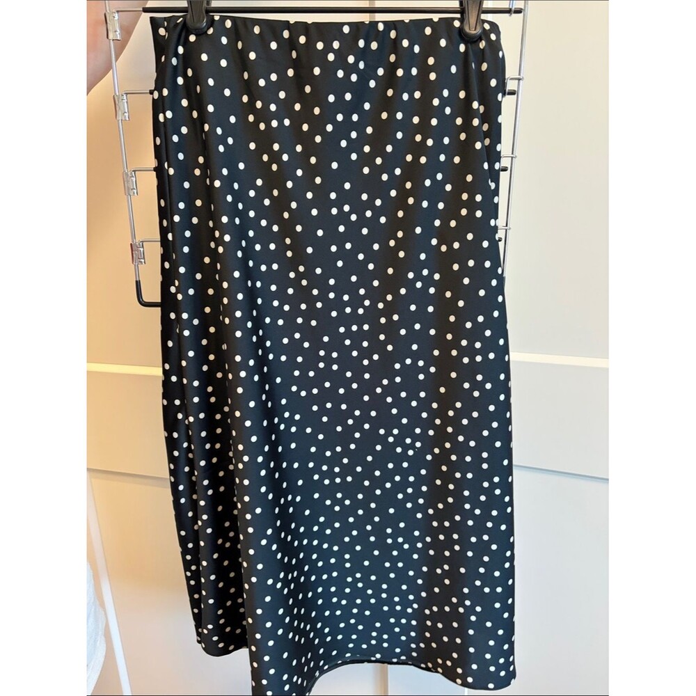 Black Polka Dot Midi Skirt